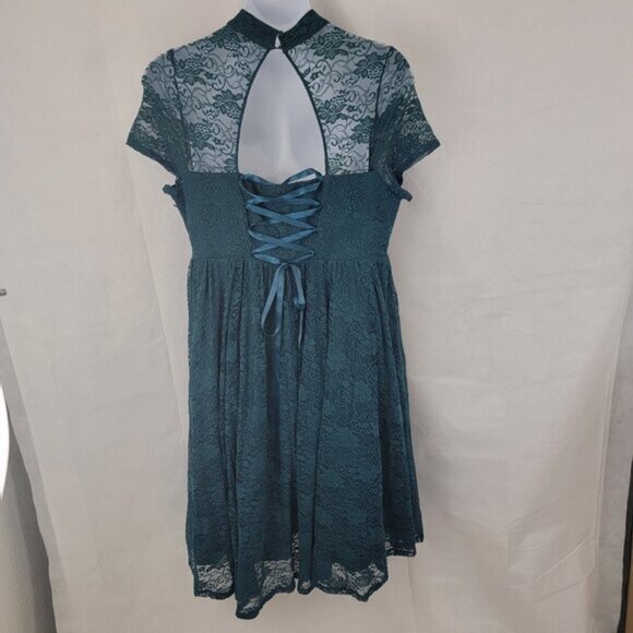 TORRID Retro Chic Teal Lace Midi Dress Womens PLUS 18 Pin Up Rockabilly - Picture 7 of 16